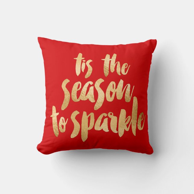 Cojín Decorativo Pillow Sparkle, Navidades rojos y dorados (Anverso)