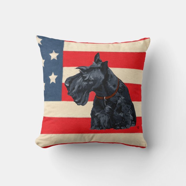 Cojín Decorativo Pillow Terrier de Escocia Patriótica (Anverso)