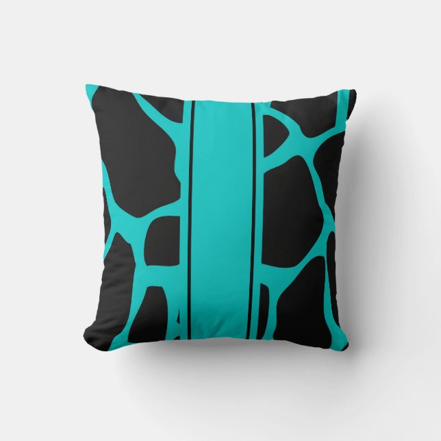 Cojín Decorativo Pillow Verde azulado azul Aqua negro vaca animal (Anverso)
