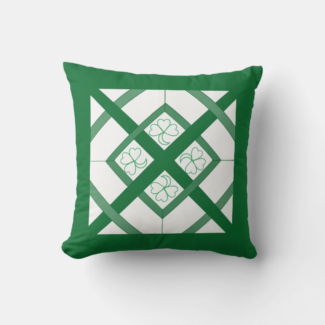 Cojín Decorativo Pillow - Vidrio con plomo Aspecto Shamrock (Anverso)