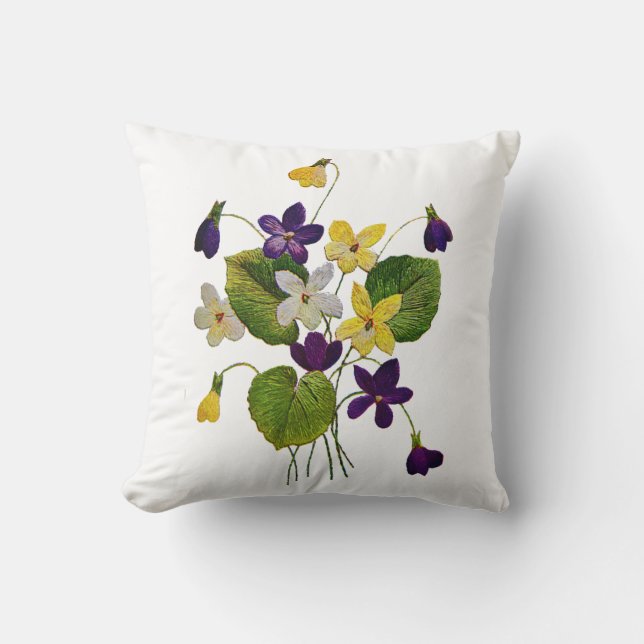 Cojín Decorativo Pillow violeta bordada (Anverso)