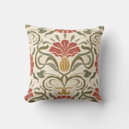 Cojín Decorativo Pillow with a vintage floral pattern in red, green