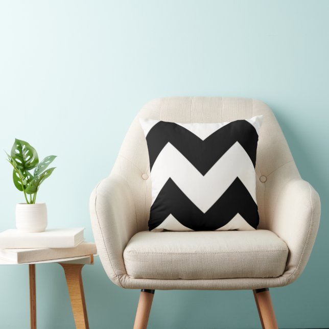 Cojín Decorativo Pillow Zig Zag negro y blanco (Silla)