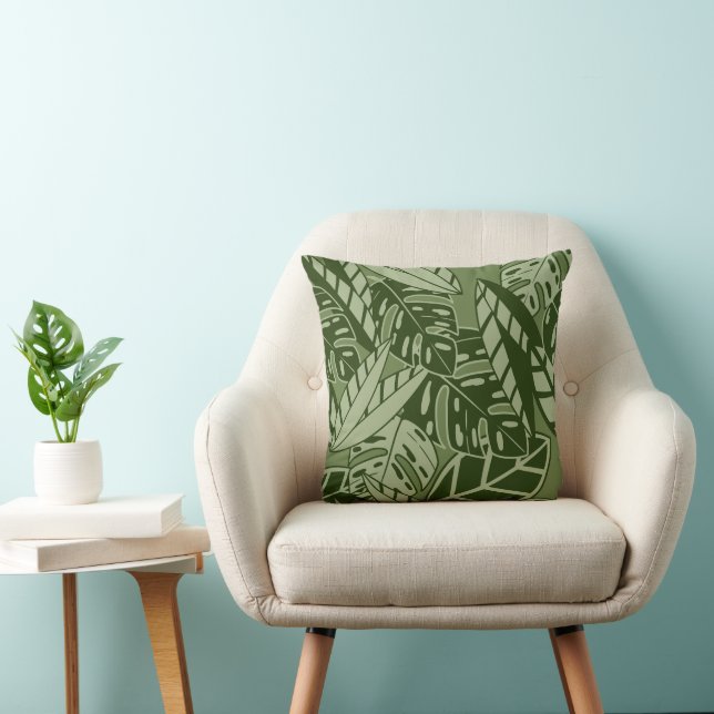 Cojín Decorativo PillowTropical Summer Foliage Texture - Moss Green (Silla)