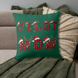 Cojín Decorativo Pilot Mom Christmas Letters Lights Ornaments Funny
