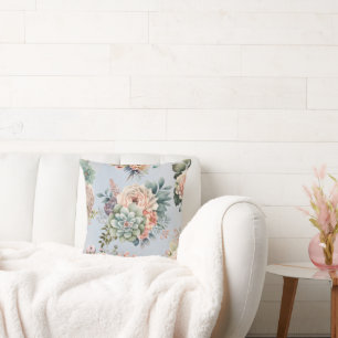 COJÍN DECORATIVO PILOTO DE BOUQUET AZUL PASTEL