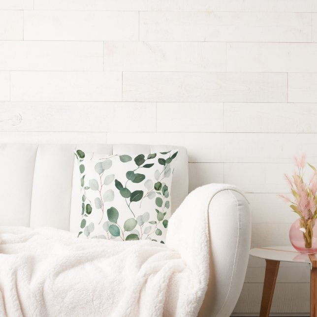 COJÍN DECORATIVO PILOTO DE IMPRESIÓN BOTÁNICA VERDE BLANCA (Sofá)