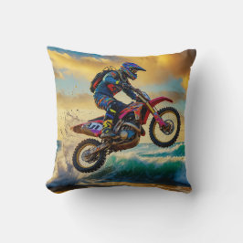 Cojín Decorativo Piloto de Motocross en Beach Race II
