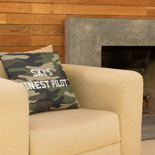 Cojín Decorativo Piloto Más Destacado del Cielo, Camuflaje, Aviació