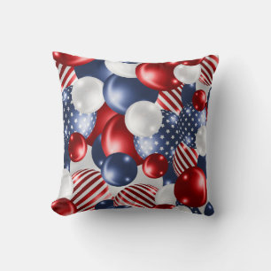COJÍN DECORATIVO PILOTO PATRIÓTICO DE BALONES AZULES BLANCOS ROJOS