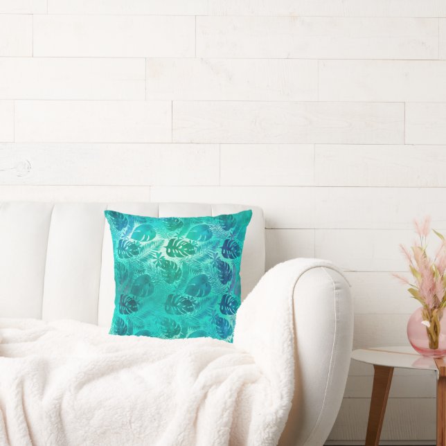 COJÍN DECORATIVO PILOTO TROPICAL VERDE BRILLANTE DE PALMA TROPICAL (Sofá)