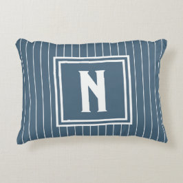 Cojín Decorativo Pin Stripe - Azul marino + Blanco