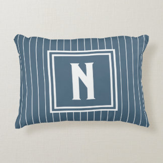 Cojín Decorativo Pin Stripe - Azul marino + Blanco