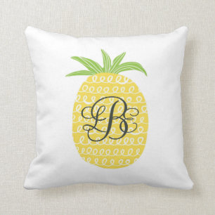 Cojín Decorativo Piña a mano caprichosa con monograma