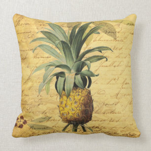 Cojín Decorativo Piña Caligrafía Francesa Rústica Elegante
