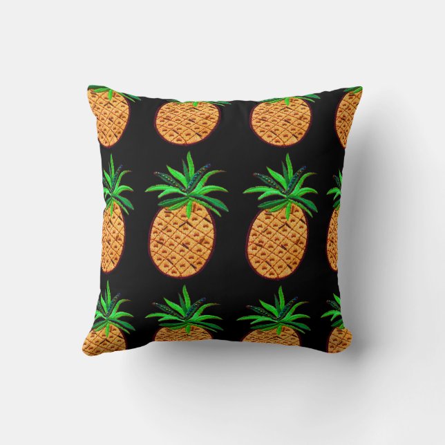 Cojín Decorativo Piña dorada en negro (Reverso)