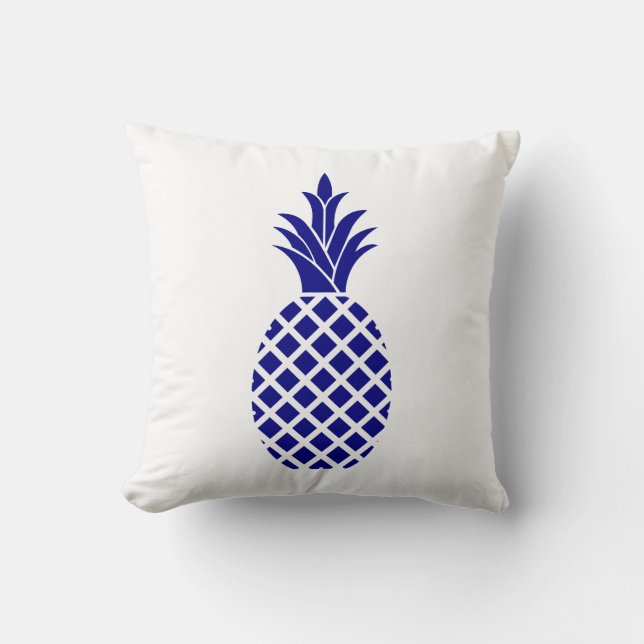 Cojín Decorativo Piña elegante de los azules marinos (Anverso)