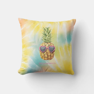 Cojín Decorativo Piña Genial, Tie Dye Arcoíris Acuarela