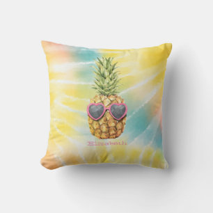 Cojín Decorativo Piña Genial, Tie Dye Arcoíris Acuarela