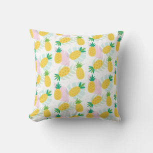 Cojín Decorativo Piña Hojas Tropicales Helechos Amarillo Verde Vera