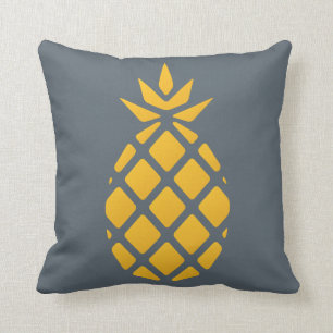 Cojín Decorativo Piña moderna amarilla y gris del oro