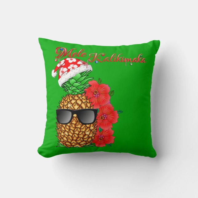 Cojín Decorativo Piña Navidad Mele Kalikimaka (Anverso)