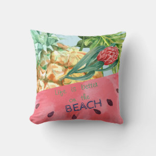 Cojín Decorativo Piña Sandía Hibisco Palma Fresca