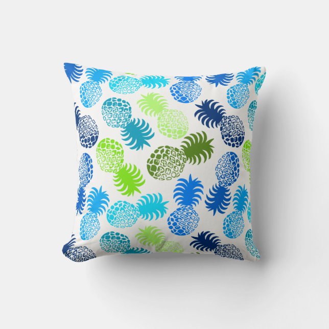 Cojín Decorativo Piña tropical de Momona Hawaiana reversible (Anverso)