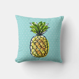 Cojín Decorativo Piña Tropical Hawaiana Turquesa Azul