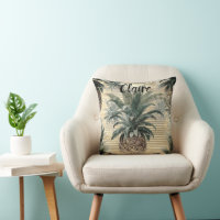 Piña vintage a rayas de Relieve metalizado dorado