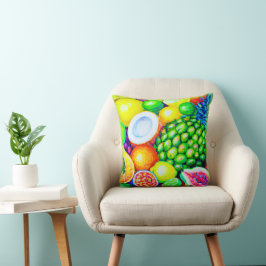 Cojín Decorativo Piña y fruta tropical. ¡Hazte con una en Zazzle