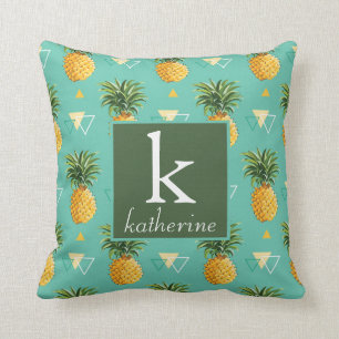 Cojín Decorativo Piñas brillantes en monograma geométrico del