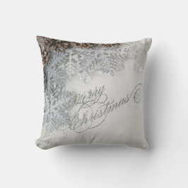 Cojín Decorativo Piñas, Copos de Nieve Feliz Navidad