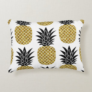 Cojín Decorativo Piñas de oro: sin soldadura blanca de mano.