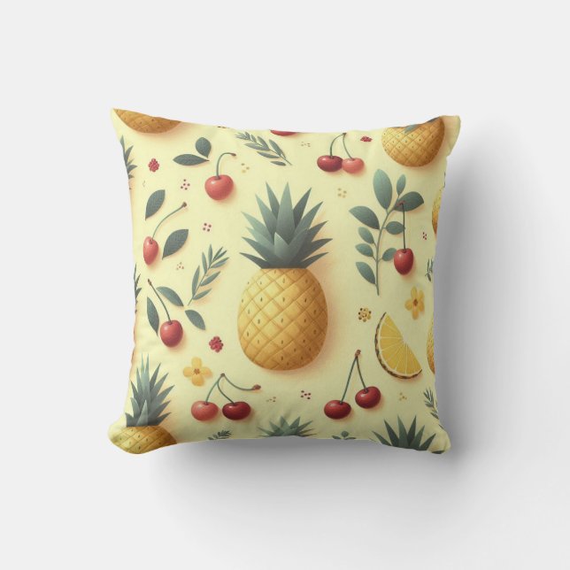 Cojín Decorativo Piñas y cerezas (Anverso)