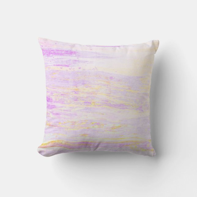 Cojín Decorativo *~* Pincel amarillo de lavanda abstracta Pastel (Anverso)