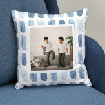 Cojín Decorativo Pincel de color de agua moderno azul | Foto<br><div class="desc">Pincel de color de agua moderno azul | Foto</div>