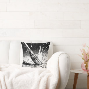 Cojín Decorativo Pincel de estilo gráfico en blanco y negro Mancha