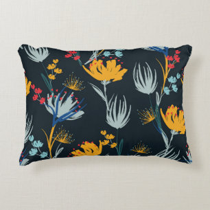 Cojín Decorativo Pincel floral de contraste: negro sin foco