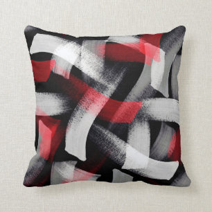 Cojín Decorativo Pinceladas grises rojas