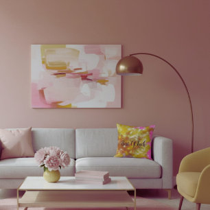 Cojín Decorativo Pinceladas modernas abstractas de color amarillo b