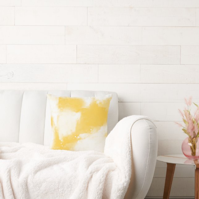 Cojín Decorativo Pinceles abstractos amarillos y blancos modernos (Sofá)