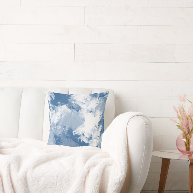Cojín Decorativo Pinceles modernos de Blue White Resumen (Sofá)