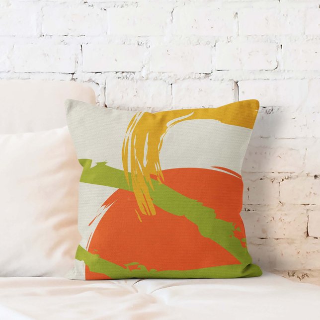 Cojín Decorativo Pinceles modernos - Naranja, verde y amarillo (Subido por el creador)