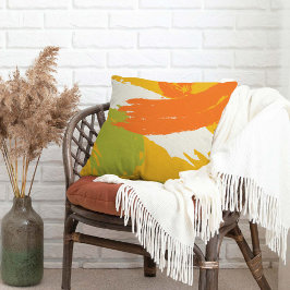 Cojín Decorativo Pinceles modernos - Naranja, verde y amarillo