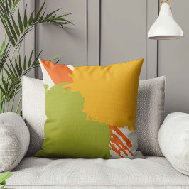 Cojín Decorativo Pinceles modernos - Naranja, verde y amarillo
