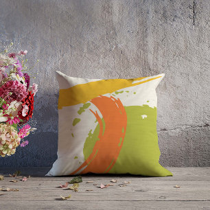Cojín Decorativo Pinceles modernos - Naranja, verde y amarillo