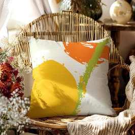Cojín Decorativo Pinceles modernos - Naranja, verde y amarillo