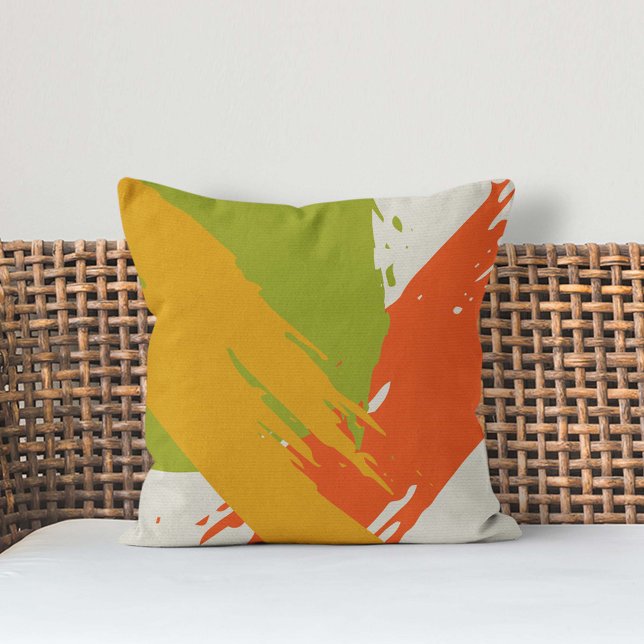 Cojín Decorativo Pinceles modernos - Naranja, verde y amarillo (Subido por el creador)