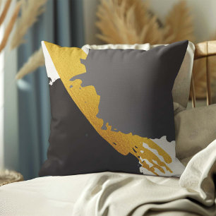 Cojín Decorativo Pinceles modernos - Oro, gris y negro